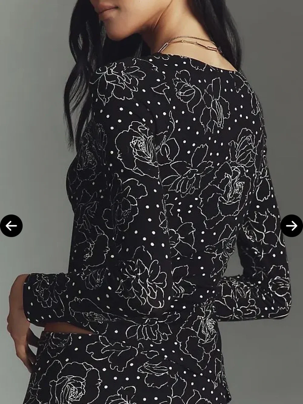 Lisa Says Gah Black Long-Sleeve Floral Print Top - Picture 7 of 8
